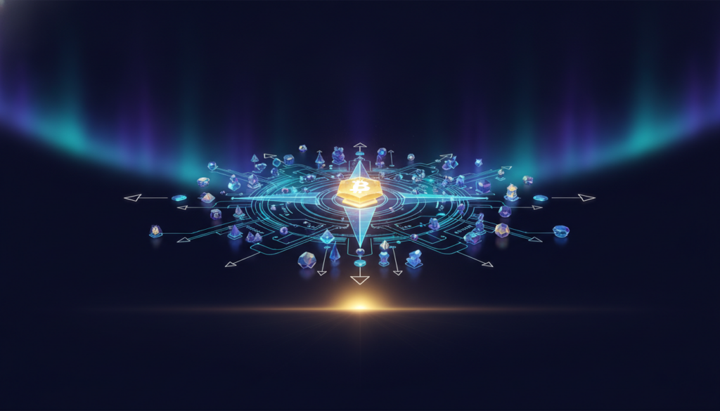 Aurora-style editorial cover illustrating: What Is an Altcoin? A Plain-English Map of the Market