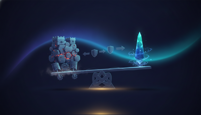 Aurora-style editorial cover illustrating: Proof of Work vs Proof of Stake