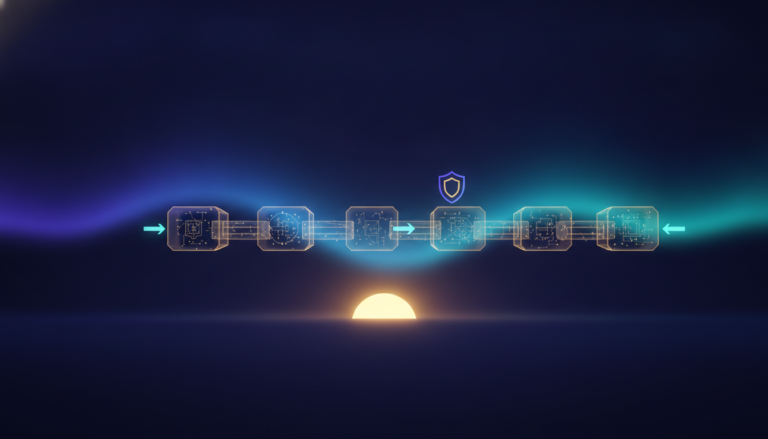 Aurora-style editorial cover illustrating: What Is Blockchain? How the Technology Works